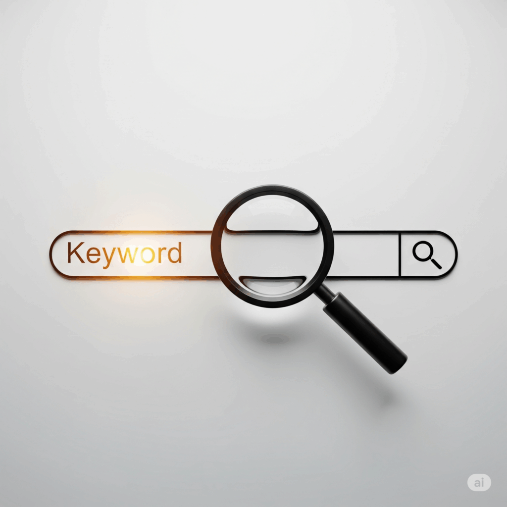 This visual clearly symbolizes the act of searching for and identifying important keywords.