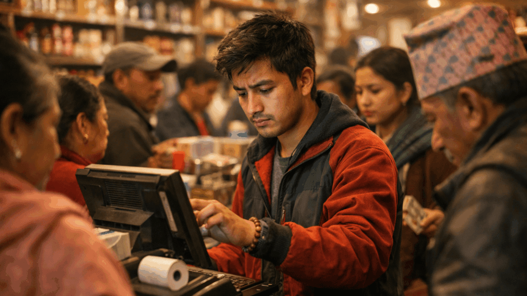 Staff Using a POS System in Nepal